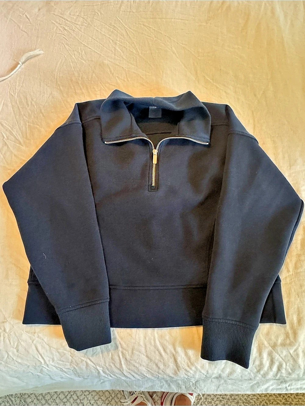CALIA Scuba STYLE Oversized Funnel-Neck Half Zip Navy Blue Pullover